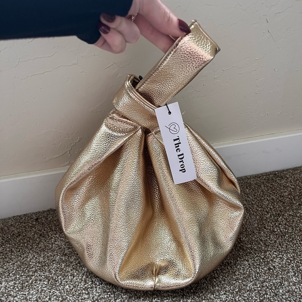 NWT The Drop shiny gold metallic Avalon purse tote bag